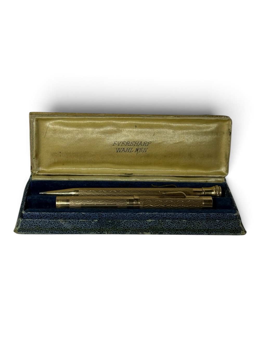 Vintage Wahl Eversharp Fountain Pen Pencil Set 14K Gold Nib Original Box